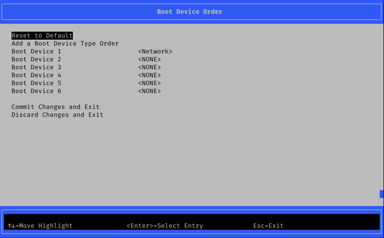 Boot Order Configuration